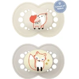 Mam Day & Night 174S Silicone Orthodontic Pacifiers Fox Pacifier - Cream / Grey for 6-16 months 2pcs