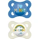 Mam Silikon kieferorthopädische Mumie Ich liebe Mumie - blau - weiß für 2-6 Monate 2pcs
