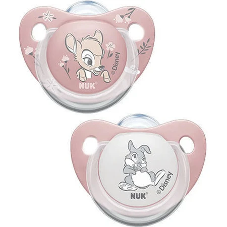 Nuk Bambi Silicone Pacifiers with cover Bambi Pink-Alb for 0-6 months 2pcs