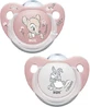 Nuk Bambi Silicone Fopspenen met hoes Bambi Roze-Alb voor 0-6 maanden 2st