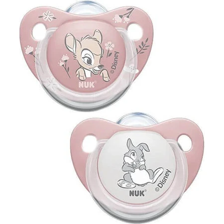 Nuk Bambi Silicone Pacifiers with cover Bambi Pink-Alb for 0-6 months 2pcs