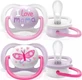 Philips Ultra Air Silicone orthodontische fopspeen met hoesje I Love Mum - Roze voor 0-6 maanden 2st