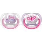 Philips Ultra Air Sucette orthodontique en silicone avec housse I Love Mum - Rose pour 0-6 mois 2pcs
