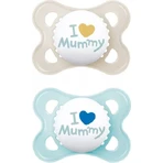 Mam I Love Mummy I Love Mummy Siliconen fopspenen - Beige/Blauw voor 2-6 maanden 2st