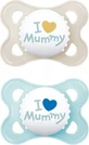Mam I Love Mummy Suzete Silicon I Love Mummy - Bej/Albastru pentru 2-6 luni 2buc