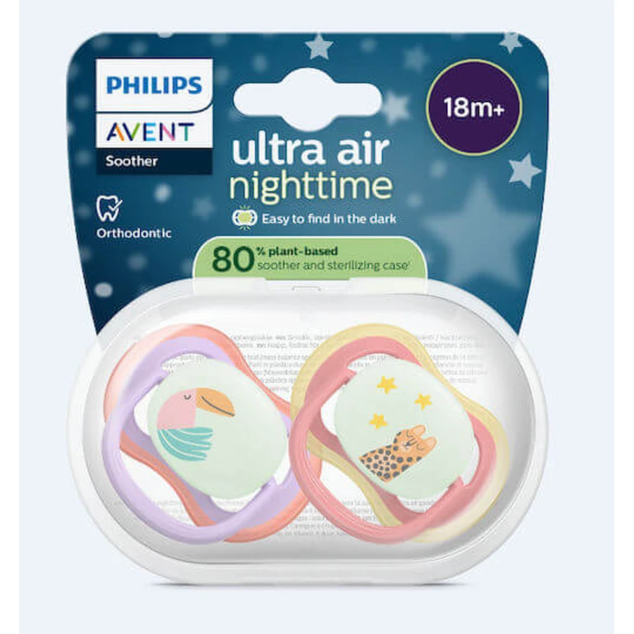Philips Ultra Air Silicone Soothers Pacifier Purple for 18+ months 2pcs