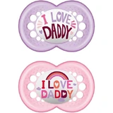 Mum Original I Love Daddy Silikon orthodontische Schnuller - Mov-Roz für 6-16 Monate 2pcs
