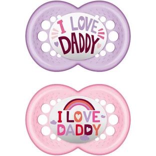 Mum Original I Love Daddy Silikon orthodontische Schnuller - Mov-Roz für 6-16 Monate 2pcs