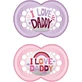 Mum Original I Love Daddy Silikon orthodontische Schnuller - Mov-Roz für 6-16 Monate 2pcs