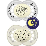 Mam Silikon kieferorthopädische Schnuller Moon-Stars - Beige-Grau für 16+ Monate 2pcs
