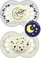 Mam Silicone Orthodontische Fopspeen Moon-Stars - Beige-Grijs voor 16+ maanden 2st