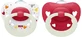 Nuk Handtekening Nacht Orthodontische Nacht Fopspeen Silicone met Zakje Wit &amp; Rood voor 0-6 maanden 2st