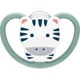 Nuk Space Sucette orthodontique en silicone avec pochette Zebra - Vert pour 6-18 mois