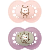 Mam Day & Night 274S Silicone Orthodontic Pacifiers Owl Pacifier - Pink / Purple for 16+ months 2pcs