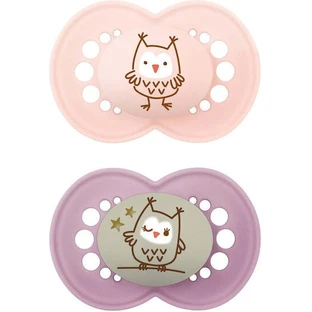 Mam Day & Night 274S Silicone Orthodontische Fopspenen Uil Fopspeen - Roze / Paars voor 16+ maanden 2st