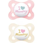 Mam Original Mummy Loves Mummy Silikon orthodontische Schnuller - Rosa/Buche für 2-6 Monate 2pcs