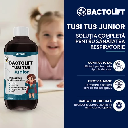 BactoLift Tusi Tus Junior - 100% natürlicher trockener und produktiver Hustensirup
