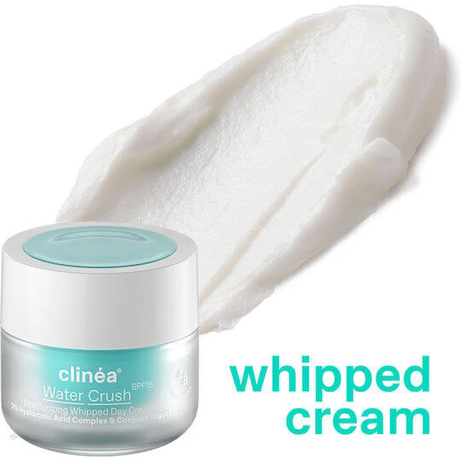 Clinea Water Crush Light Moisturising and Sebum Control 48h Day Face Cream with SPF15 with Hyaluronic Acid and Prebiotics 50ml