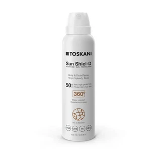 Toskani Sun Shiel-d Waterproof Zonnebescherming Gezicht en Lichaam SPF50+ Spray 200ml
