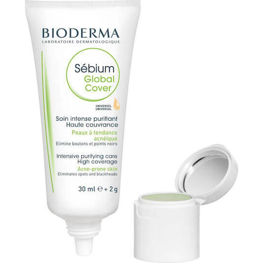 Bioderma Sebium Sebium getönte flüssige Gesichtscreme für Feuchtigkeit, Hautunreinheiten und Akne mit Bakuchiol und AHA 30ml