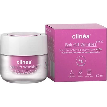 Clinea Bak Off Wrinkles Rich Anti-Ageing Day Face Cream SPF20 mit Hyaluronsäure & Bakuchiol 50ml