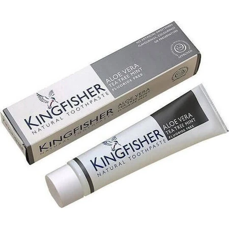 Kingfisher Fluoridfreie Zahnpasta für Plaque und Karies Aloe Vera Teebaum Minze Natürlich 100ml