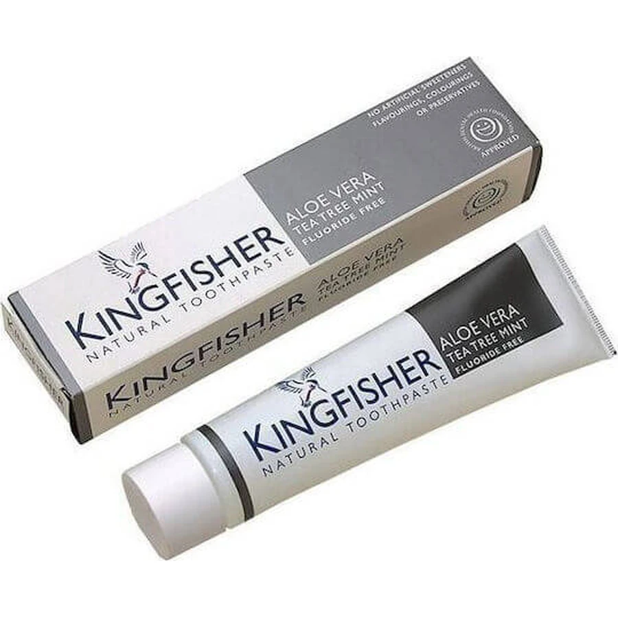 Kingfisher Fluoridfreie Zahnpasta für Plaque und Karies Aloe Vera Teebaum Minze Natürlich 100ml