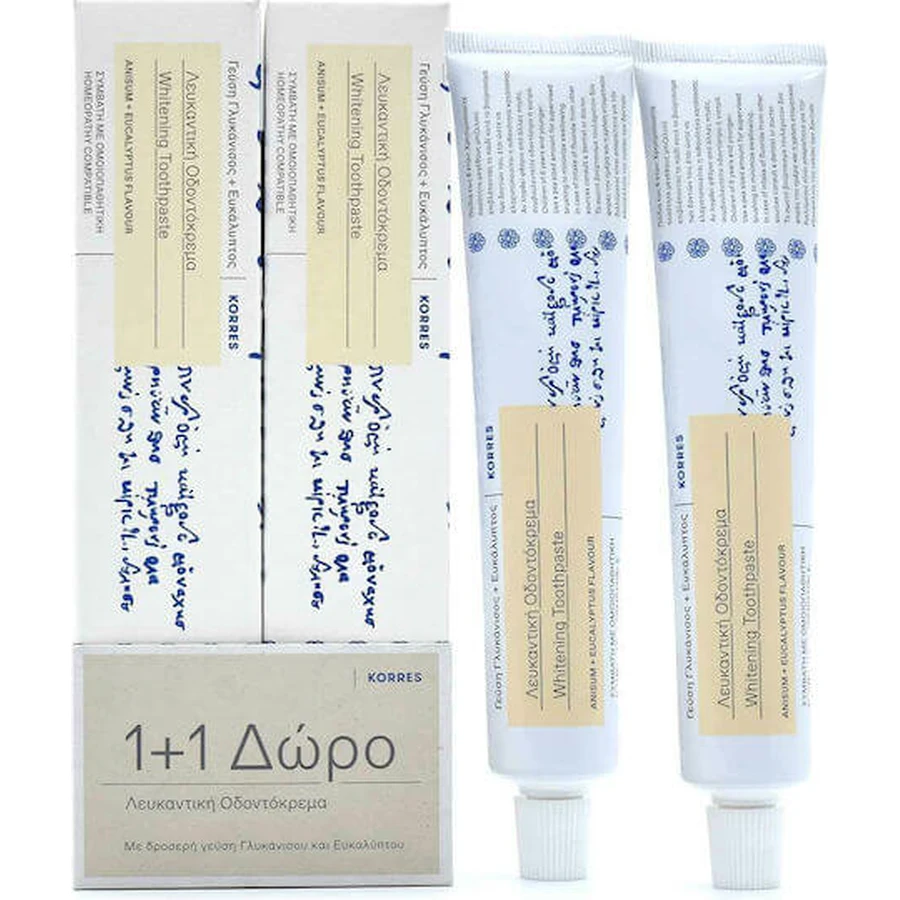 Korres Whitening Tandpasta Anijs & Eucalyptus 2x75ml