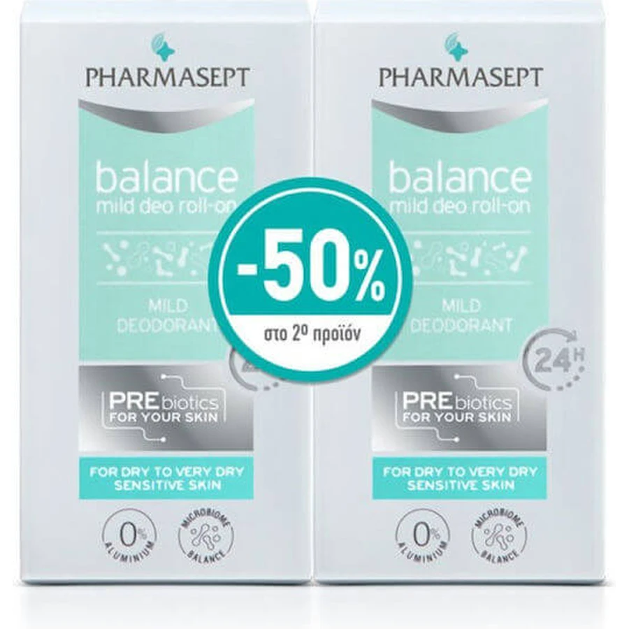 Pharmasept Balance Mild Deo Deodorant 24h Roll-On Aluminum Free 2x50ml