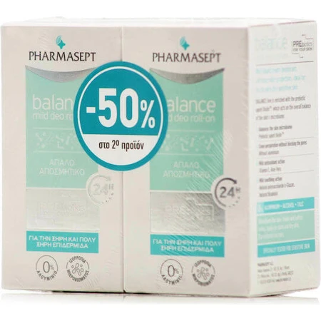Pharmasept Balance Mild Deo Deodorant 24h Roll-On Aluminum Free 2x50ml