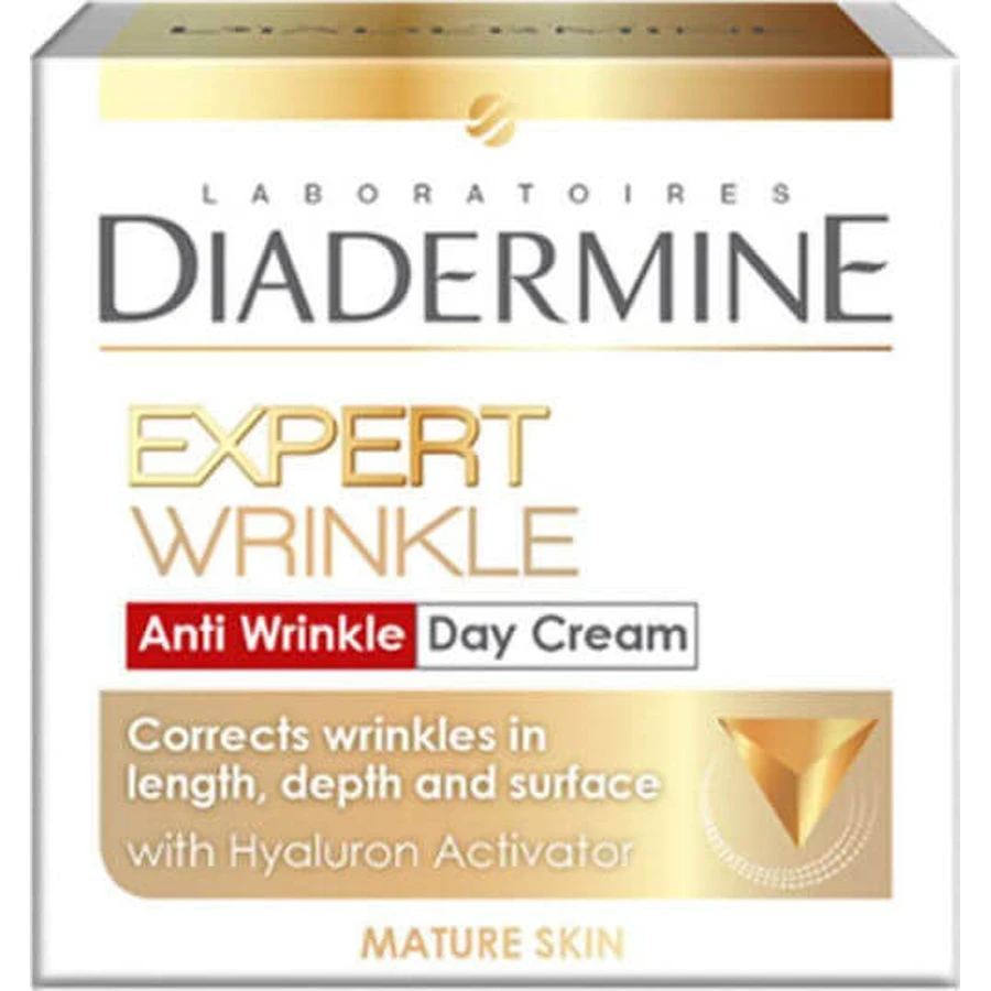 Diadermine Wrinkle Expert 3D Feuchtigkeitsspendende und Anti-Ageing Tagescreme mit Hyaluronsäure und Peptiden 50ml