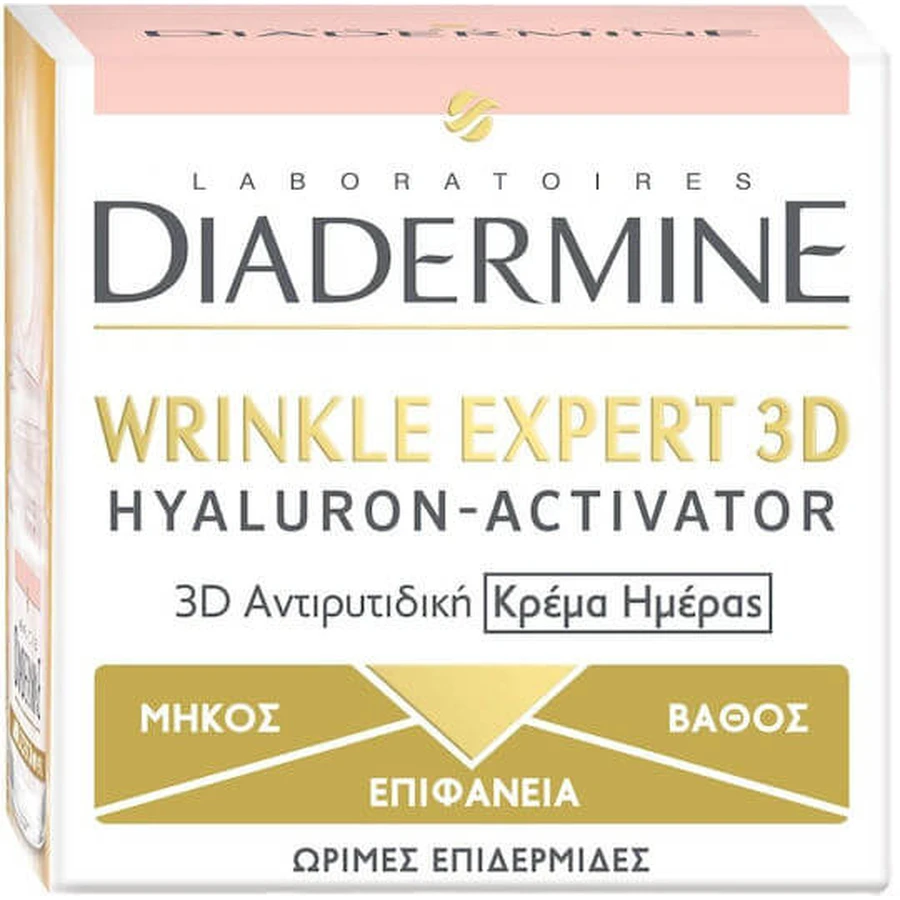 Diadermine Wrinkle Expert 3D Feuchtigkeitsspendende und Anti-Ageing Tagescreme mit Hyaluronsäure und Peptiden 50ml