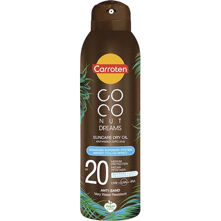 Carroten Kokosnoot Dreams Waterbestendige Zonnebrandcrème Lichaamsolie SPF20 Lichaamsspray 150ml