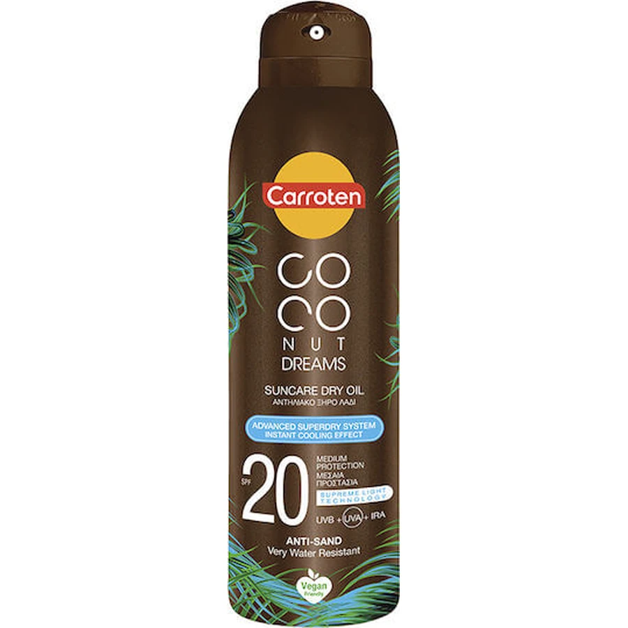 Carroten Kokosnoot Dreams Waterbestendige Zonnebrandcrème Lichaamsolie SPF20 Lichaamsspray 150ml