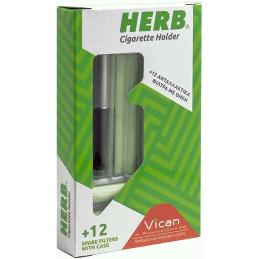 Vican Herb Herb Cigarette Holder Gold + 12 Filters + Silver Smoking Cessation Pouch 12pcs