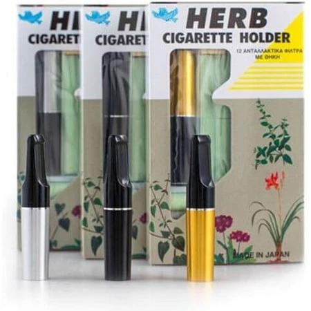 Vican Herb Herb Cigarette Holder Gold + 12 Filters + Silver Smoking Cessation Pouch 12pcs