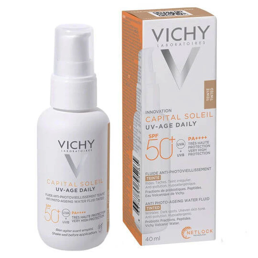 Vichy Capital Soleil UV-Age Daily Sun Protection Face Cream SPF50 with Light Pigment 40ml