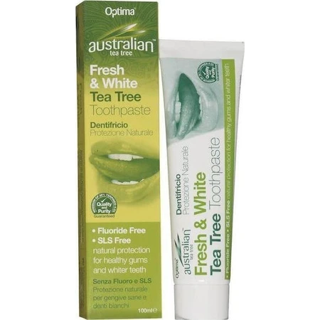 Optima Naturals Australian Tea-tree Fresh & White Fluoride-Free Toothpaste for Plaque and Cavities 100ml