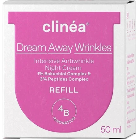 Clinea Dream Away Wrinkles Light Navulling Anti-Rimpel Nachtcrème met Hyaluronzuur en Bakuchiol 50ml