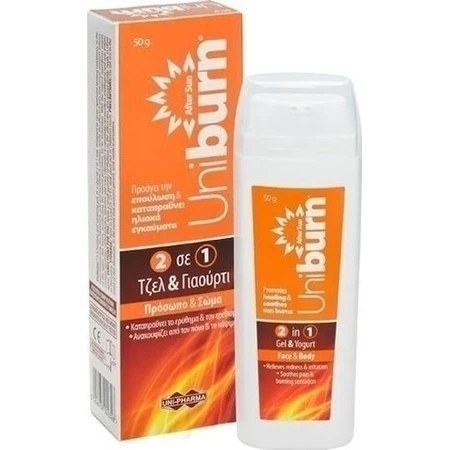 UNI-PHARMA Uniburn Gel Après Soleil Visage et Corps au Yoghourt et Acide Hyaluronique 50ml