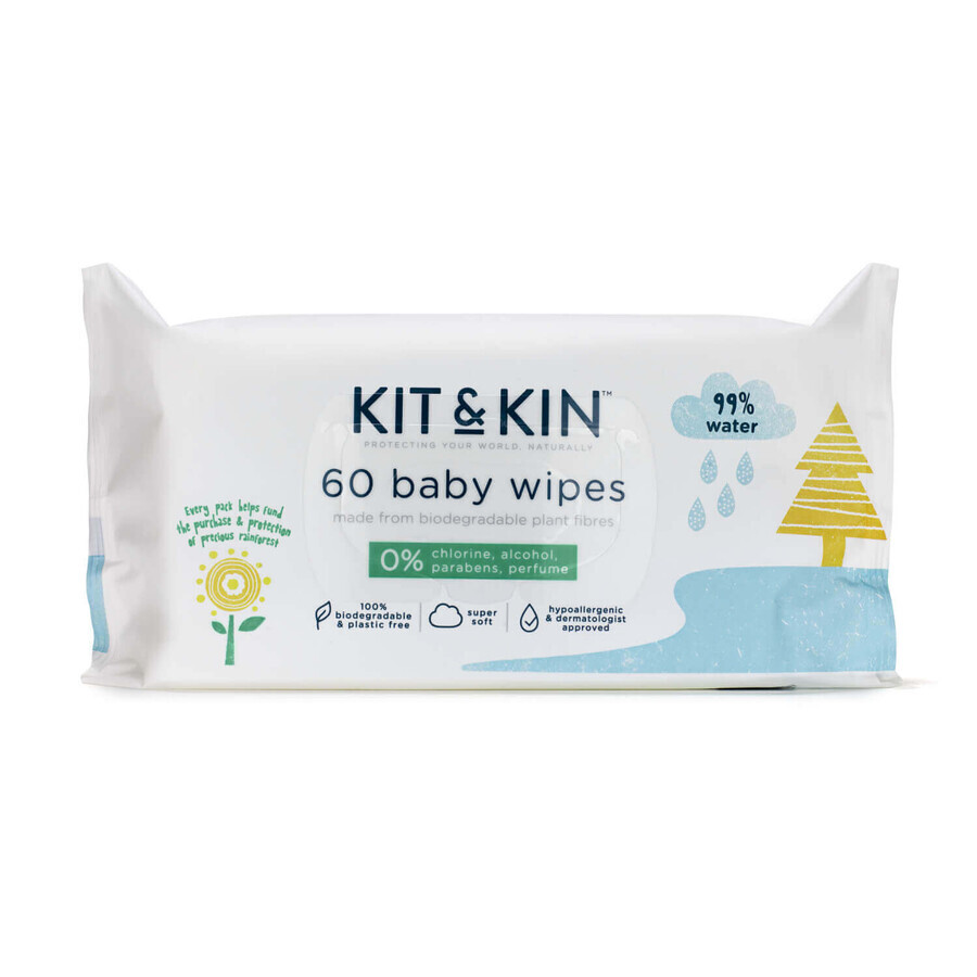 Buy Biodegradable Wet Wipes 60 pcs, Kit&Kin Biodegradable Wet Wipes 60 pcs, Kit&Kin