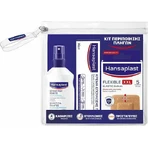 Hansaplast Kit para el cuidado de heridas Spray para heridas 100ml, almohadillas elásticas impermeables 20pcs y crema cicatrizante 50gr para Cicatrización