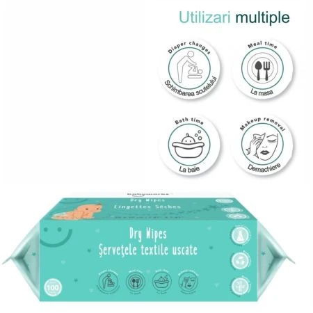 Servilletas secas 100% biodegradables, 100 unidades, BabyWorks