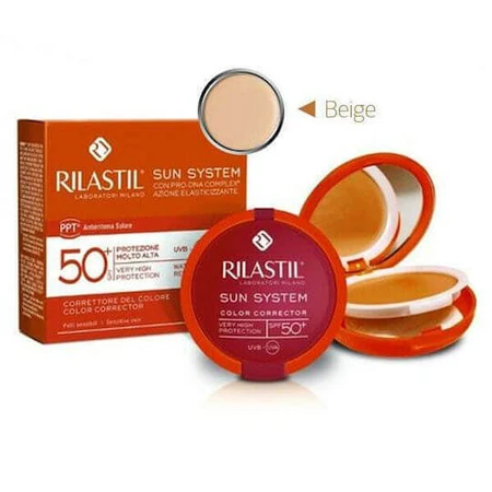 Rilastil Sun System Uniforming Compact Sun Protection Face Powder SPF50 with Beige Pigment 10gr