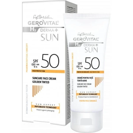 Gerovital H3 Derma+ Sun Sunscreen Face Cream SPF50 With Golden Pigment 50ml