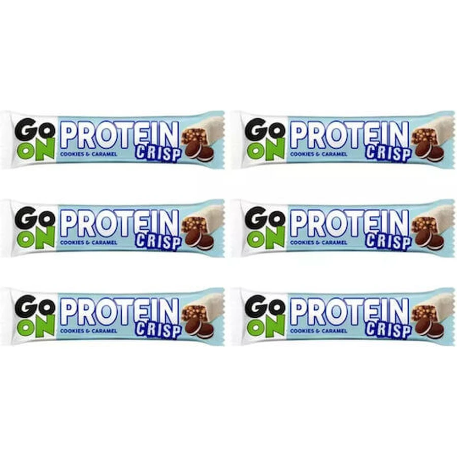 Go On Nutrition Protein Crisp Batoane cu 10gr Proteină & Aromă Cookies Caramel 6x50gr