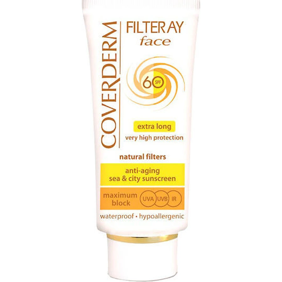 Coverderm Filteray Crème Waterprof Zonnebrandcrème Gezicht SPF60 50ml