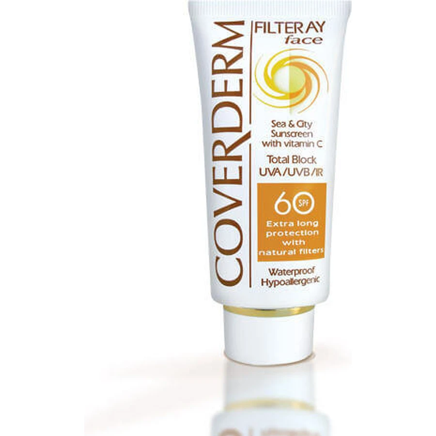 Coverderm Filteray Crème Waterprof Zonnebrandcrème Gezicht SPF60 50ml