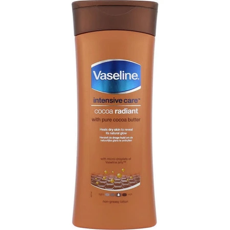 Vaseline Intensivpflege Kakao Strahlend Feuchtigkeitsspendende Regenerierende Lotion mit Aloe Vera für trockene Haut 400ml