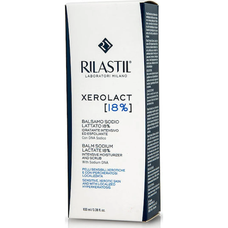 Rilastil Xerolact Balsam Natriumlactat 18% Natriumlactat 18% Feuchtigkeitsspendender regenerierender Balsam für atopische Haut 100ml